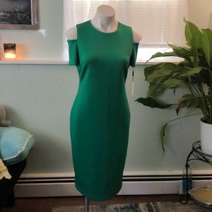 Calvin Klein peep shoulder- below knee dress